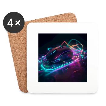 Mouse neon art - Coasters (set of 4) - white - Front