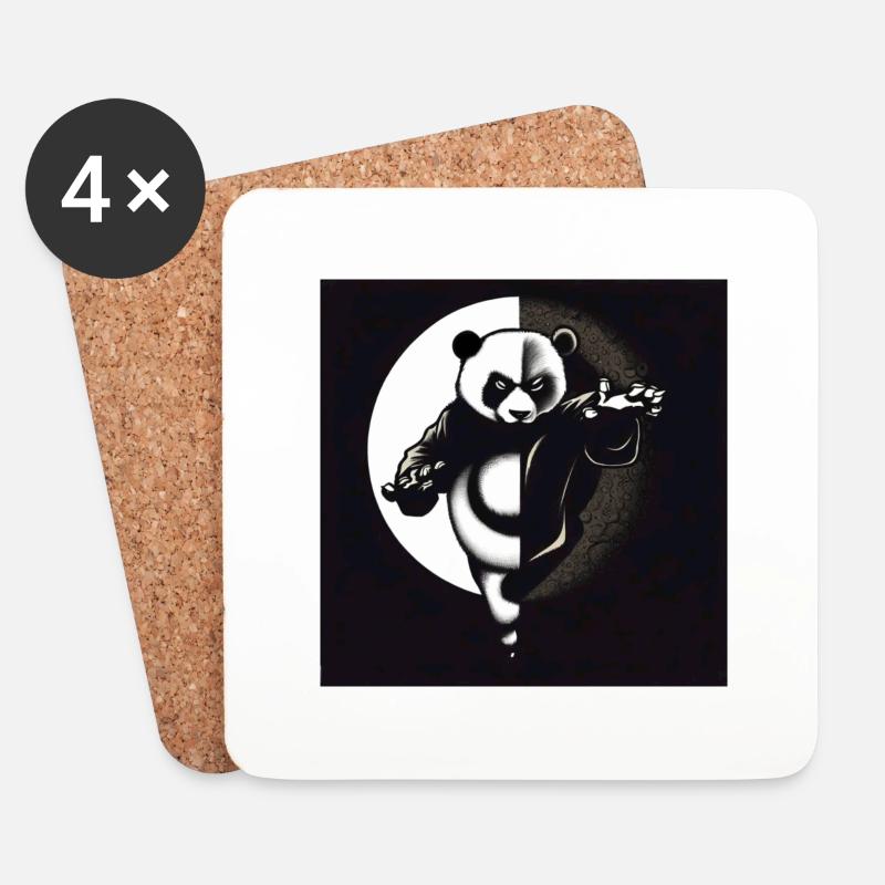 Kung Fu Ying Yang Panda - Coasters (set of 4) - white