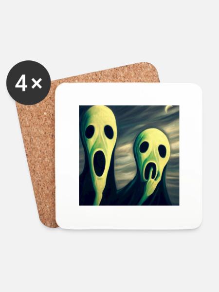 Screaming Aliens - Coasters (set of 4) - white