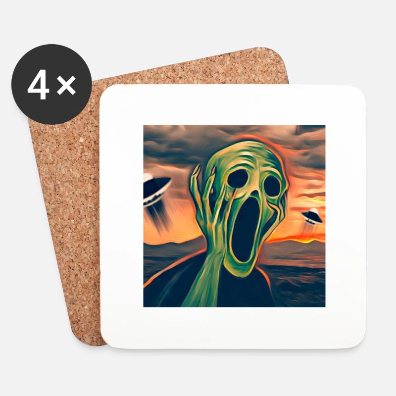 The UFO Scream - Coasters (set of 4) - white
