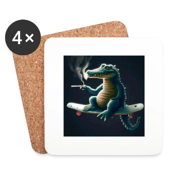 Croco pierreux - Dessous de verre (lot de 4) - blanc - Devant