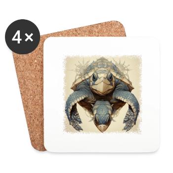 tribal turtle humor fun animal defense funny - Untersetzer (4er-Set) - Weiß - Vorne