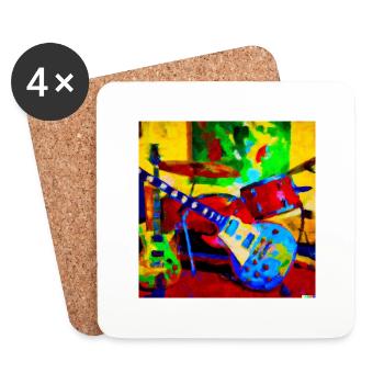 guitare bat - Dessous de verre (lot de 4) - blanc - Devant