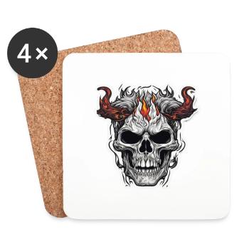 Horned skull - Coasters (set of 4) - white - Front