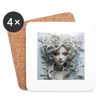Prinzessin aus Papier - Untersetzer (4er-Set) - Weiß - Vorne