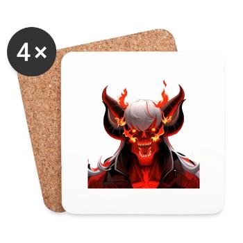 The 4-horned fire and summer devil - Coasters (set of 4) - white - Front