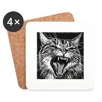 Angry Cat - Coasters (set of 4) - white - Front
