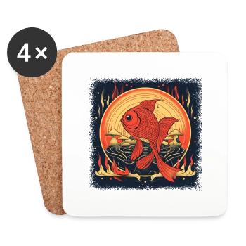 adorable baby humor fishing rod gift idea - Coasters (set of 4) - white - Front
