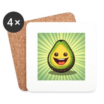 Happy Avocado - Untersetzer (4er-Set) - Weiß - Vorne