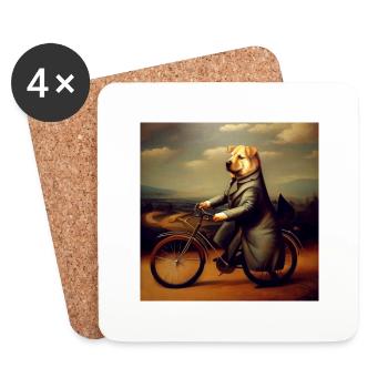 Chien élégant à vélo - Renaissance Still - Dessous de verre (lot de 4) - blanc - Devant