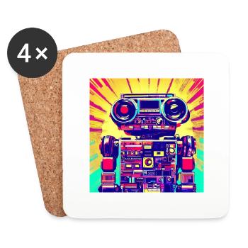 Pop Art Style Robot from a stereo system - Coasters (set of 4) - white - Front