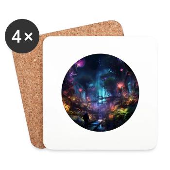 Néons dans la jungle : découvrez la jungle - Dessous de verre (lot de 4) - blanc - Devant