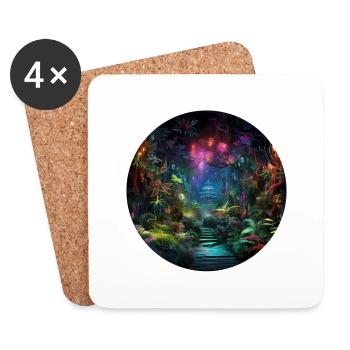 Dynamic Neon Journeys: Le monde de Neon Jungle - Dessous de verre (lot de 4) - blanc - Devant