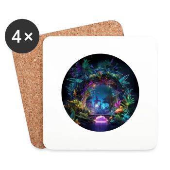 Aventures dans la jungle brillante: Neon Jungle Explore - Dessous de verre (lot de 4) - blanc - Devant