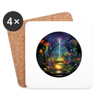 Urban Neon Adventure: Découvrez la jungle néon - Dessous de verre (lot de 4) - blanc - Devant