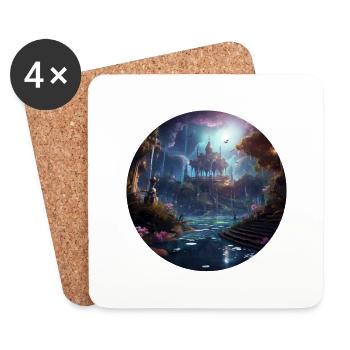 Monde céleste mystique - Dessous de verre (lot de 4) - blanc - Devant
