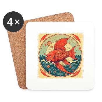 tournois de pêche bateau canne à pêche citation blague - Dessous de verre (lot de 4) - blanc - Devant