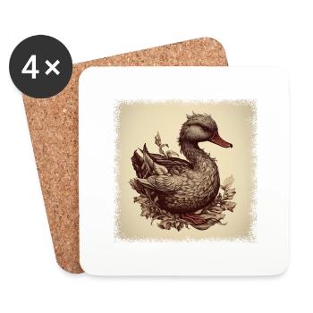 baignoire cadeau de bain bien-être animal bébé canard - Dessous de verre (lot de 4) - blanc - Devant