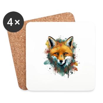 Fuchs gezeichnet - Untersetzer (4er-Set) - Weiß - Vorne