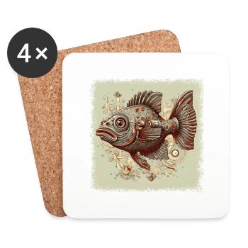 fish hook axolotls fishing love fish head - Untersetzer (4er-Set) - Weiß - Vorne