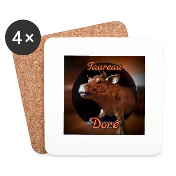 Taureau doré - Dessous de verre (lot de 4) - blanc - Devant