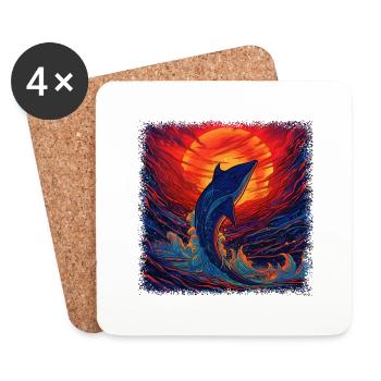 happy aquatic environment animal protection water - Coasters (set of 4) - white - Front