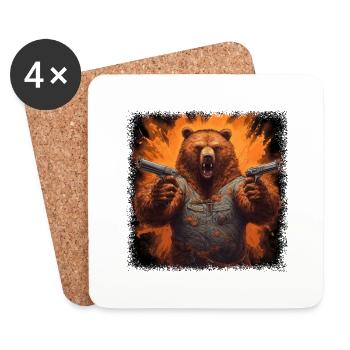 blague geek cadeau d’anniversaire citation ours humour amusant - Dessous de verre (lot de 4) - blanc - Devant