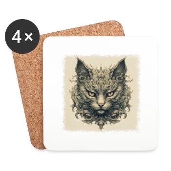 gift idea kitty house cat humor cat butt tshirts - Untersetzer (4er-Set) - Weiß - Vorne