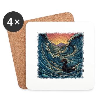 Chasse à l’arc bain romantique 8 bit Duck Baignoire - Dessous de verre (lot de 4) - blanc - Devant