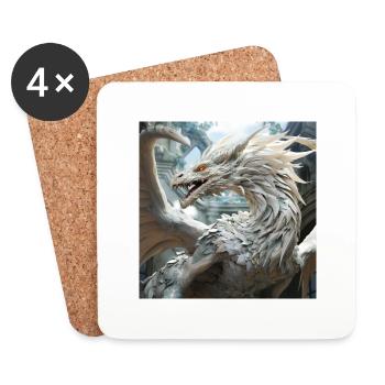 Weißer Drache - Untersetzer (4er-Set) - Weiß - Vorne