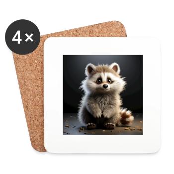 Waschbär - Untersetzer (4er-Set) - Weiß - Vorne