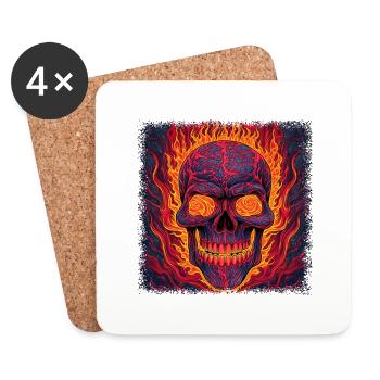 skateboard gift drawing present idea skater scary - Coasters (set of 4) - white - Front