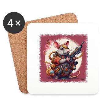 Wisdom Bday Cat Tout va bien Ne t’inquiète pas - Dessous de verre (lot de 4) - blanc - Devant