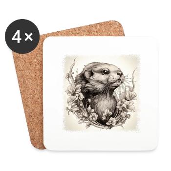 sayings birthday gift colors aquatic animal city - Coasters (set of 4) - white - Front