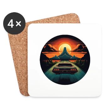 Retro classic cars in nature - Coasters (set of 4) - white - Front