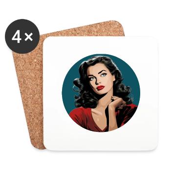The modern woman in retro style - Coasters (set of 4) - white - Front