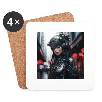 Japan Cyber Punk - Dessous de verre (lot de 4) - blanc - Devant