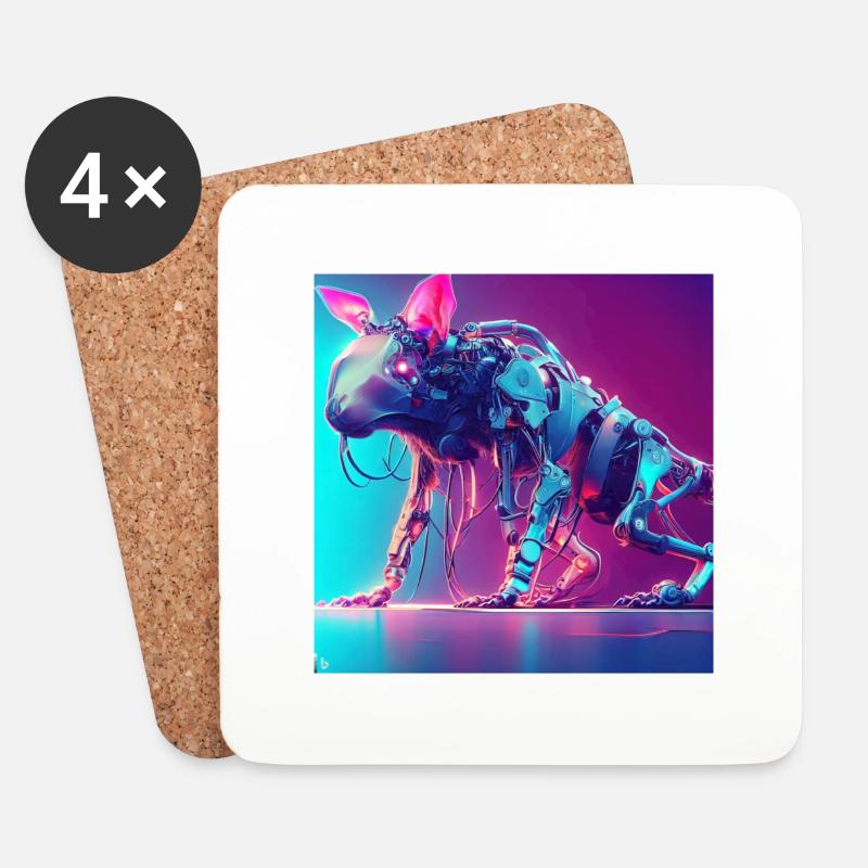 Cyber-Tiere - Untersetzer (4er-Set) - Weiß