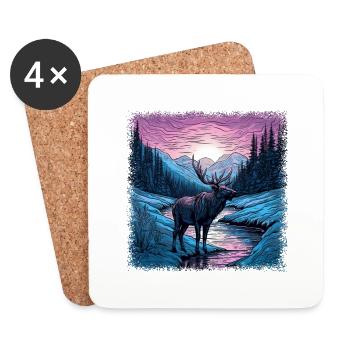 couleur oiseau déclaration dictons cadeau idée nature cerf - Dessous de verre (lot de 4) - blanc - Devant
