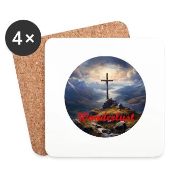 Wanderlust - Summit Cross - Coasters (set of 4) - white - Front