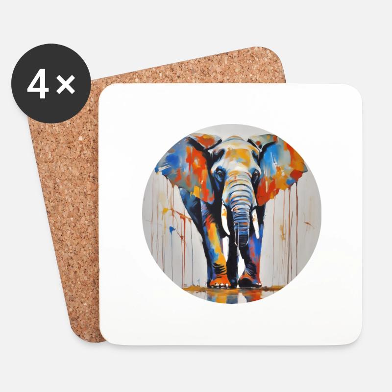 Elefant im Farbeimer - Untersetzer (4er-Set) - Weiß