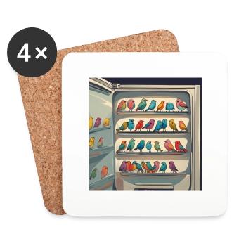 Birds in a fridge - Untersetzer (4er-Set) - Weiß - Vorne