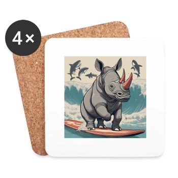Rhino on a board - Untersetzer (4er-Set) - Weiß - Vorne