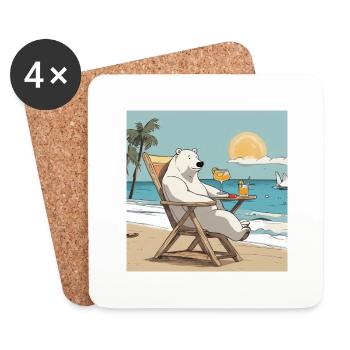 Eisbär bei Sonnenuntergang - Untersetzer (4er-Set) - Weiß - Vorne
