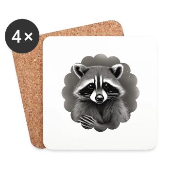 Waschbär 1.7 - Untersetzer (4er-Set) - Weiß - Vorne