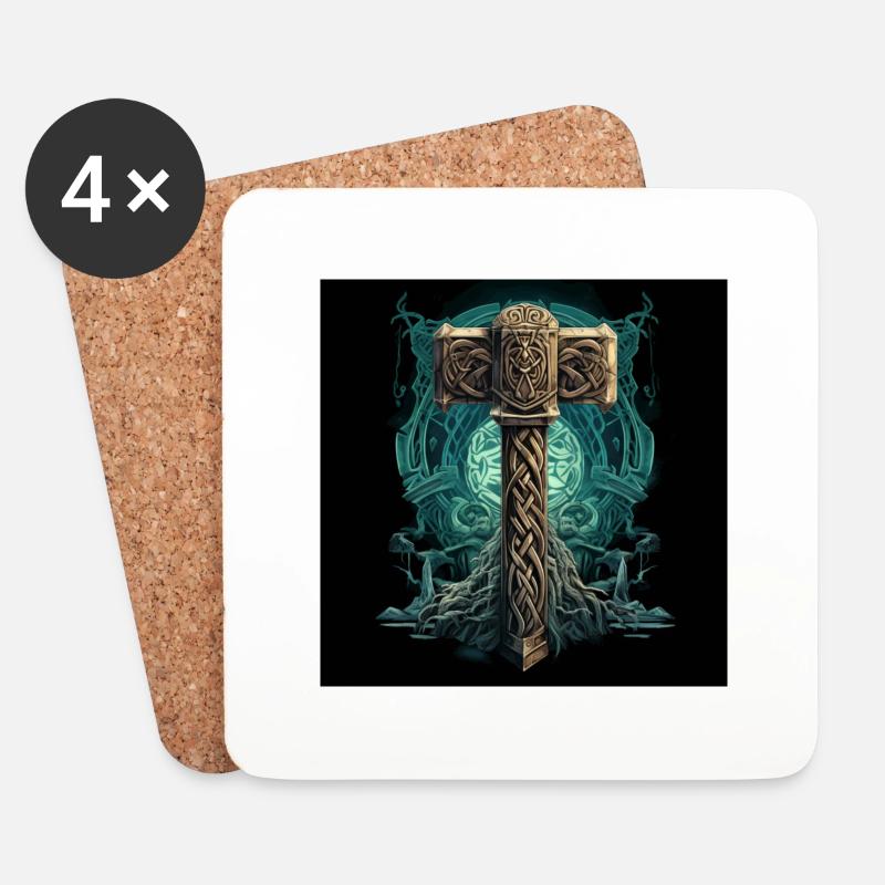 Mjölnir 1 - Untersetzer (4er-Set) - Weiß