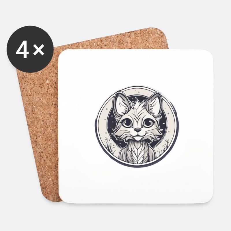 katze - Untersetzer (4er-Set) - Weiß