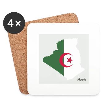 Algeria Flag, Map - Coasters (set of 4) - white - Front