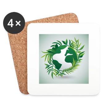 Sustainable world - Coasters (set of 4) - white - Front