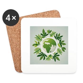 Sustainable world - Coasters (set of 4) - white - Front